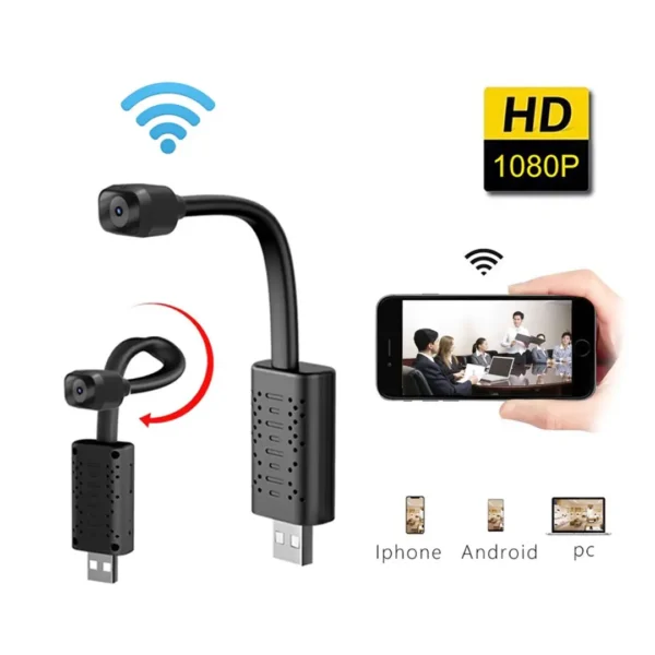 كاميرا مراقبة صغيرة WiFi بدقة 1080P مع رؤية ليلية
